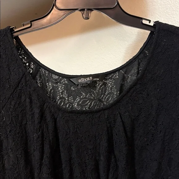 EShakti Black Lace Smocked Waist Fit and Flare Dress Sz 10 🖤 - Picture 4 of 10